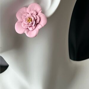 Gold and Pink Floral Earrings